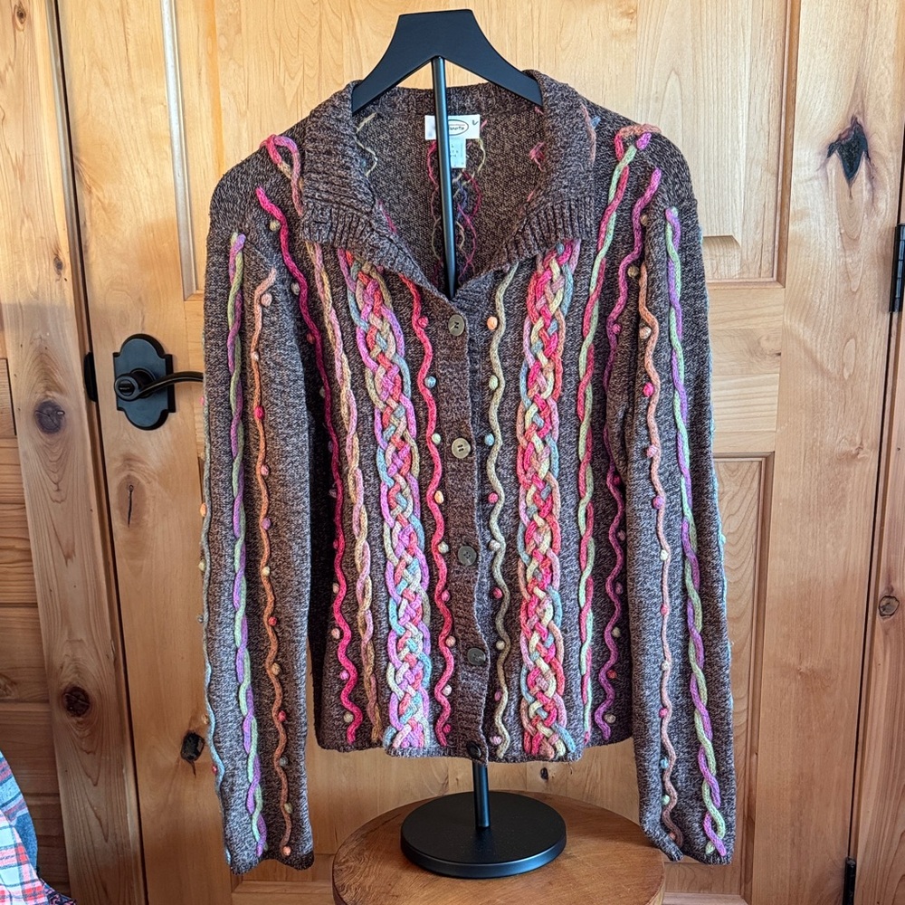 Talbots Multicolor Knit Cardigan with Button Detail